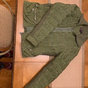 An army green jacket used for winter